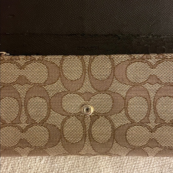 Coach Slim Envelope Wallet Signature Canvas Khaki/Brown Leather - Picture 6 of 8